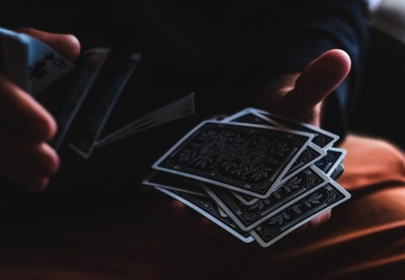 person playing with cards