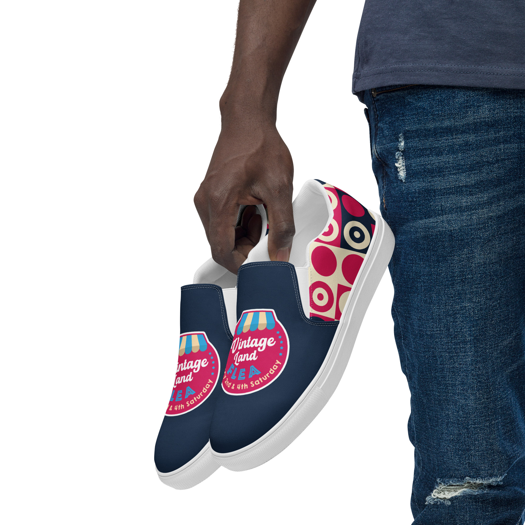 Saturday Flea at Vintage Land Men’s slip-on canvas shoes - Image 4